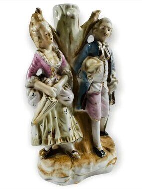 Vintage Figurine Lamp Base French Colonial Japan Ceramic 8in Decor